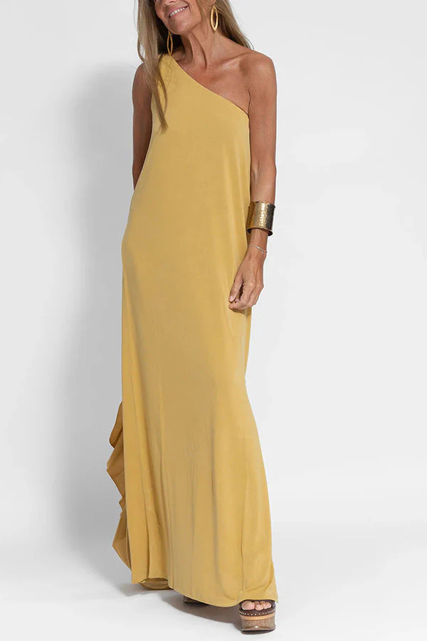 Tanja- Damen Maxikleid mit asymmetrischem Schnitt und Schlitz - Image 4