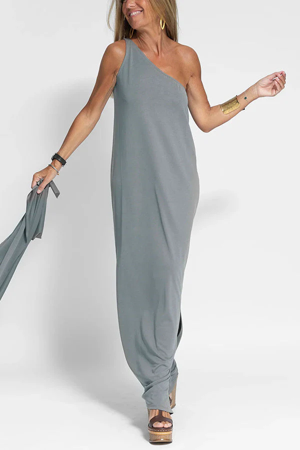 Tanja- Damen Maxikleid mit asymmetrischem Schnitt und Schlitz - Image 5