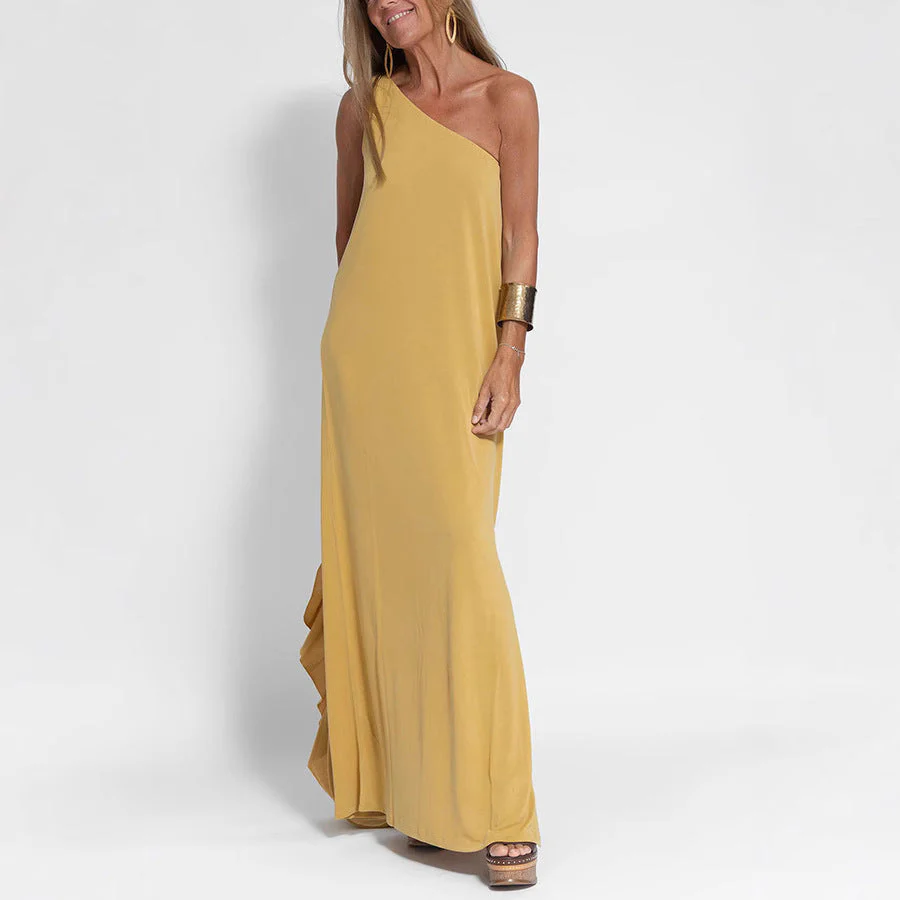 Tanja- Damen Maxikleid mit asymmetrischem Schnitt und Schlitz - Image 7