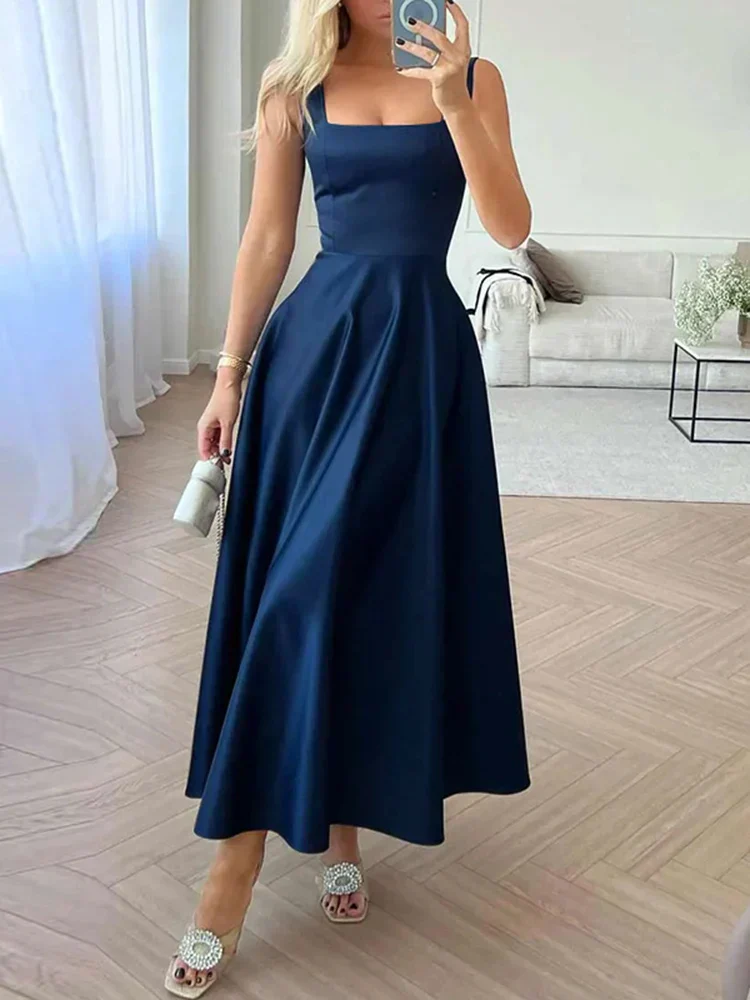 Tanya-  A-Linien Kleid mit Trägern und weitem Saum - Image 2