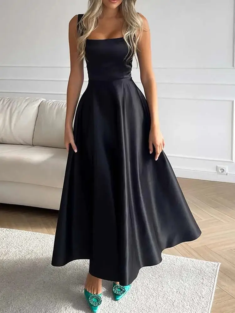 Tanya-  A-Linien Kleid mit Trägern und weitem Saum - Image 3