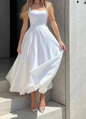 Tanya-  A-Linien Kleid mit Trägern und weitem Saum - Image 4