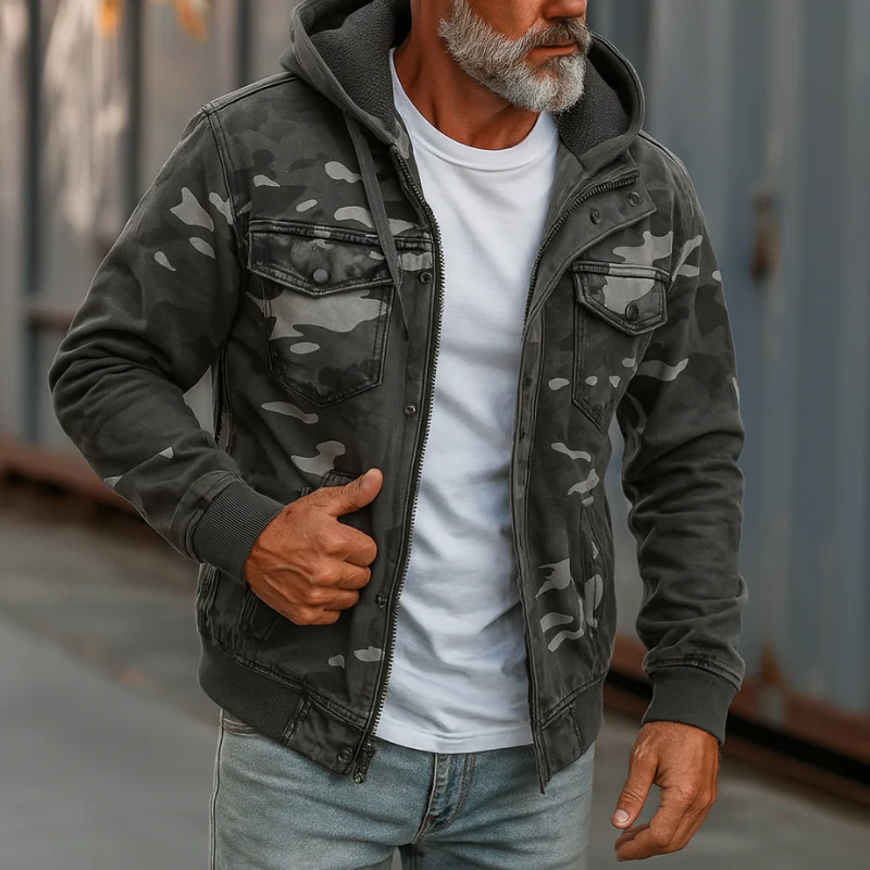Tarnfarbene Cargo-Jacke mit Kapuze – Robuste und Funktionale Outdoor-Jacke - Image 3