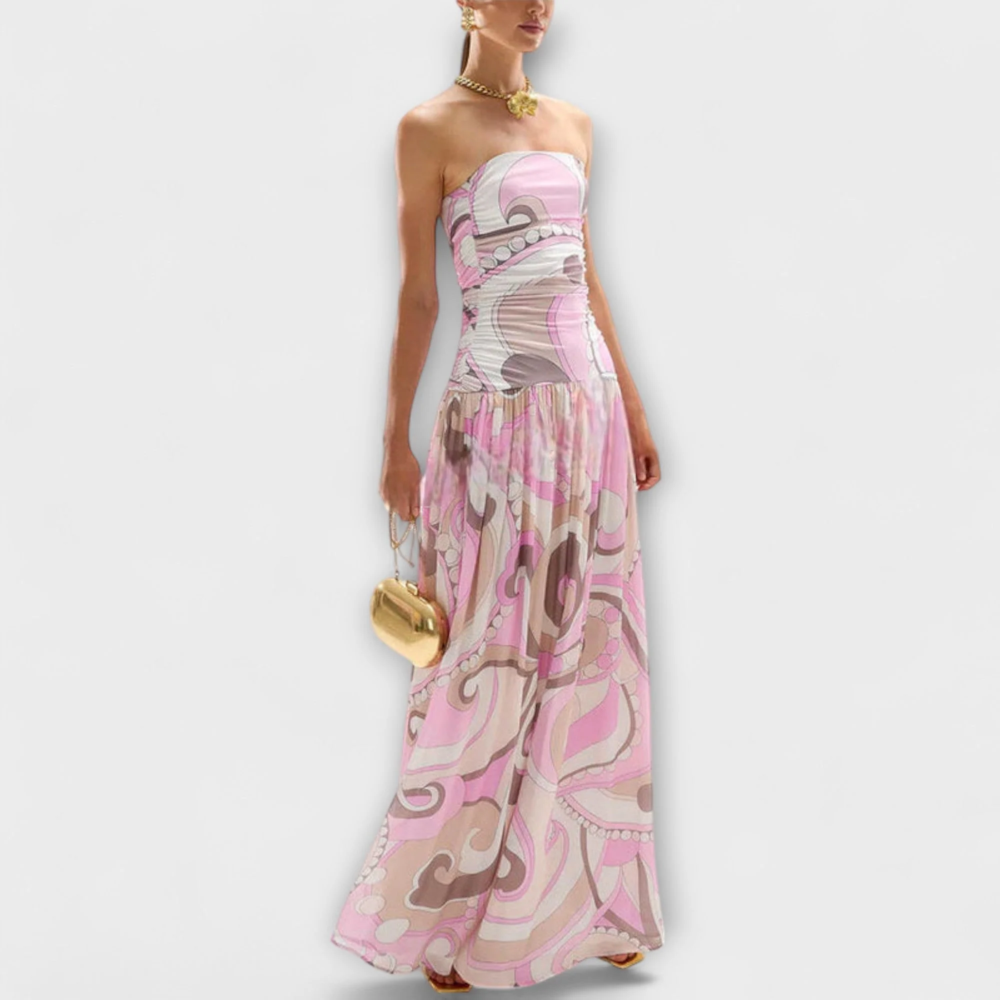 Tatum - Elegantes Pastell Off-Shoulder Maxikleid - Image 2