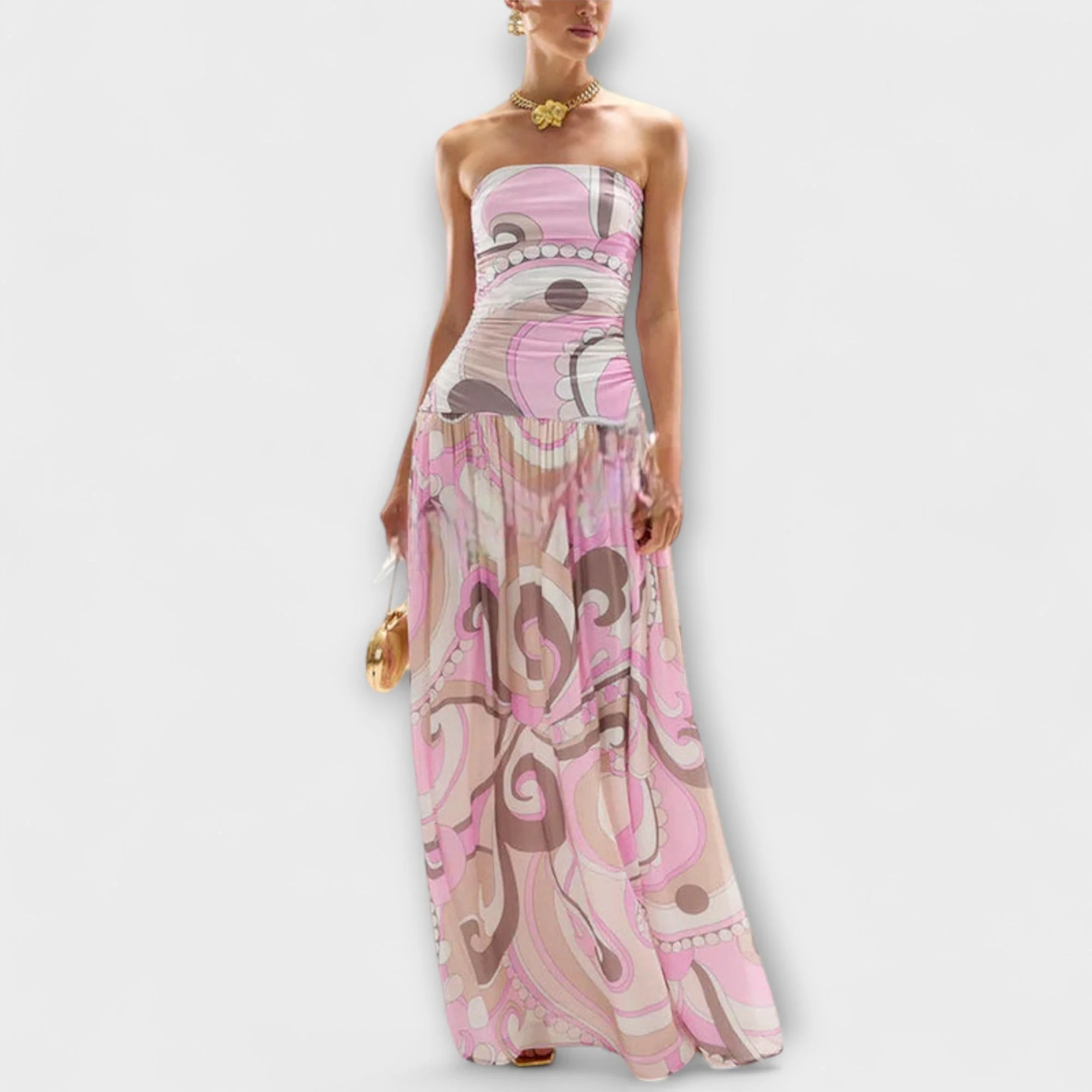 Tatum - Elegantes Pastell Off-Shoulder Maxikleid - Image 3
