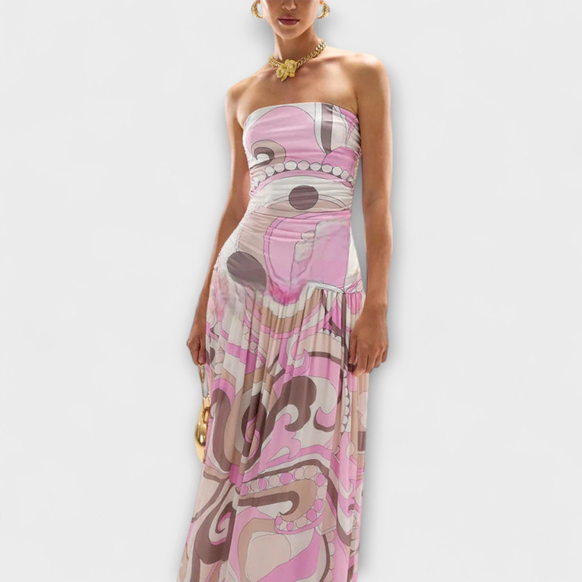 Tatum - Elegantes Pastell Off-Shoulder Maxikleid - Image 4
