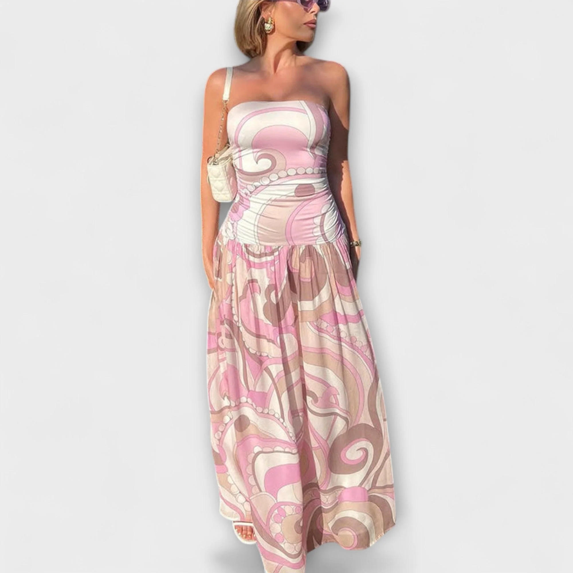 Tatum - Elegantes Pastell Off-Shoulder Maxikleid - Image 5