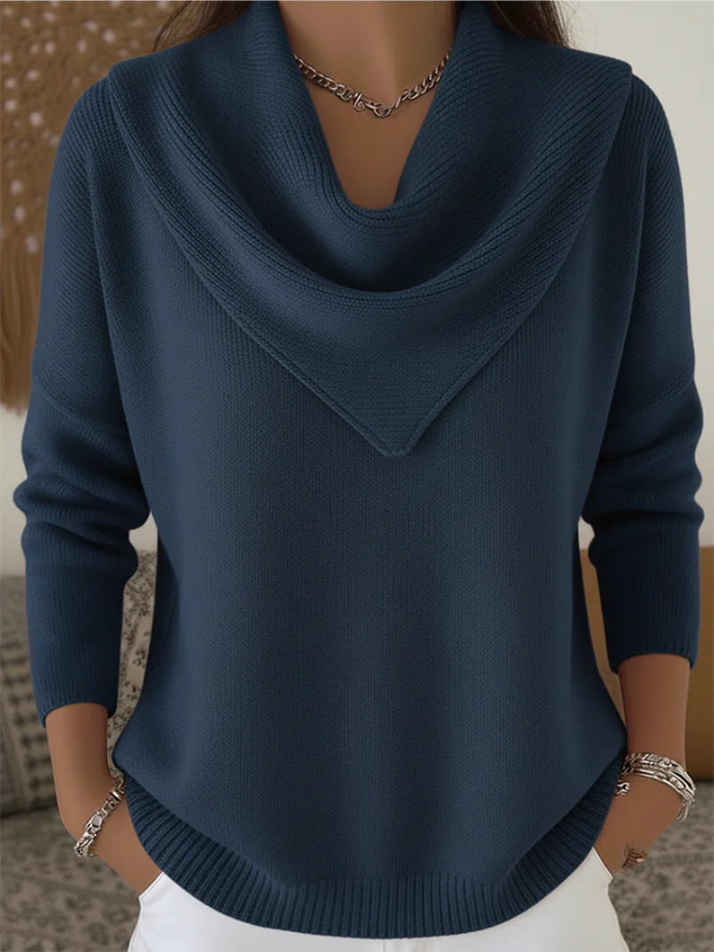 Tavelin - Soft-Touch-Pullover mit Wasserfallkragen - Image 2