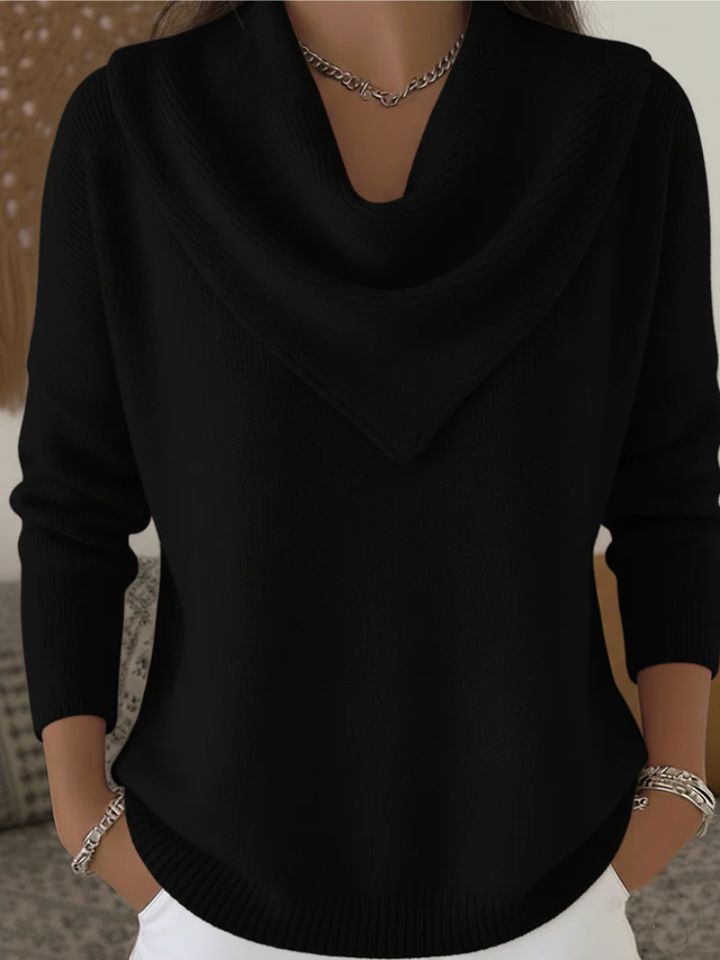 Tavelin - Soft-Touch-Pullover mit Wasserfallkragen - Image 4