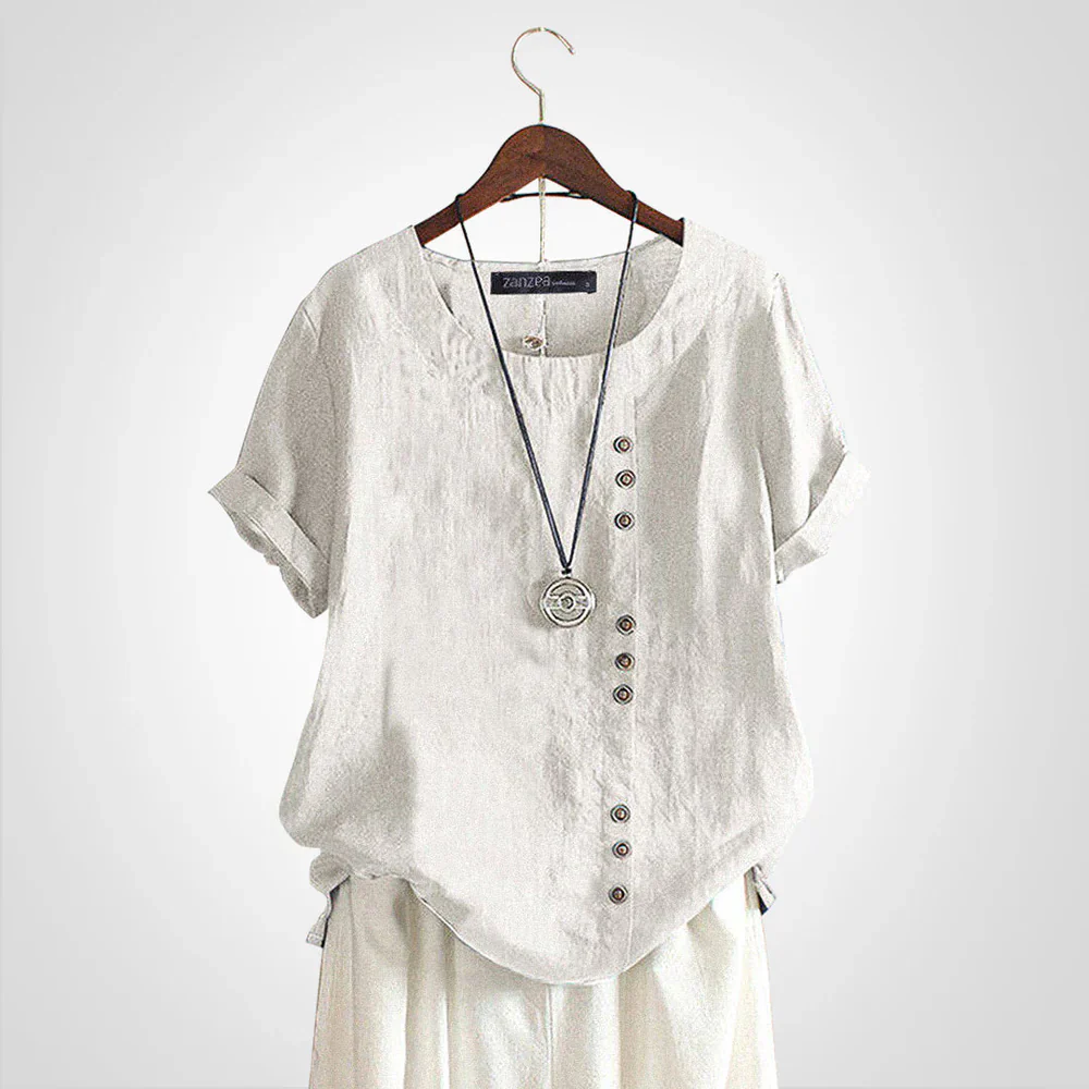 Tavelyn – Vintage Leinenbluse mit Knopfleiste - Image 2