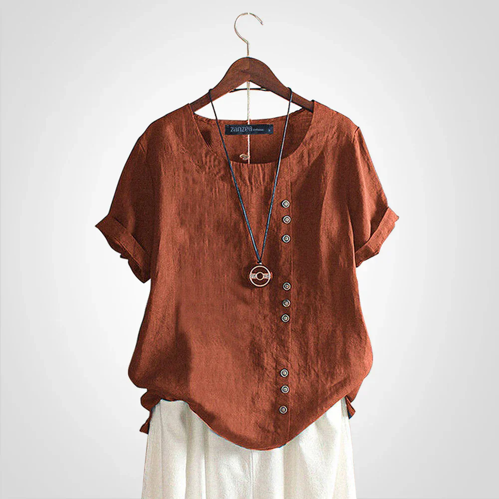 Tavelyn – Vintage Leinenbluse mit Knopfleiste - Image 3