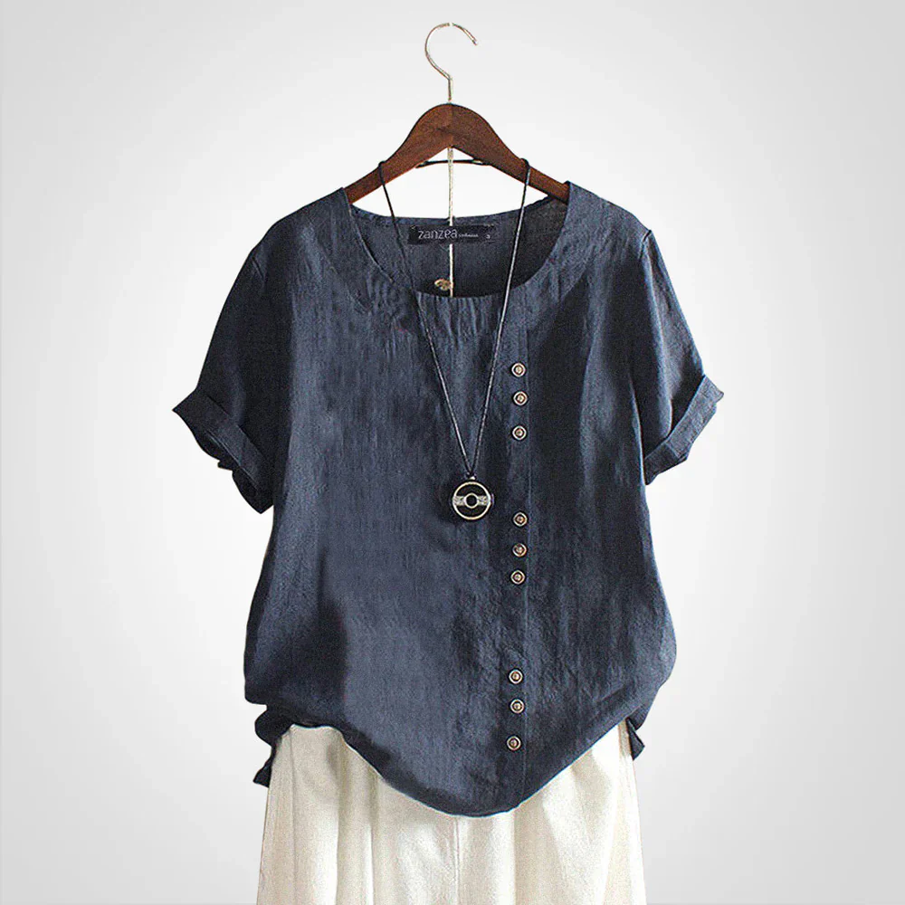 Tavelyn – Vintage Leinenbluse mit Knopfleiste - Image 4