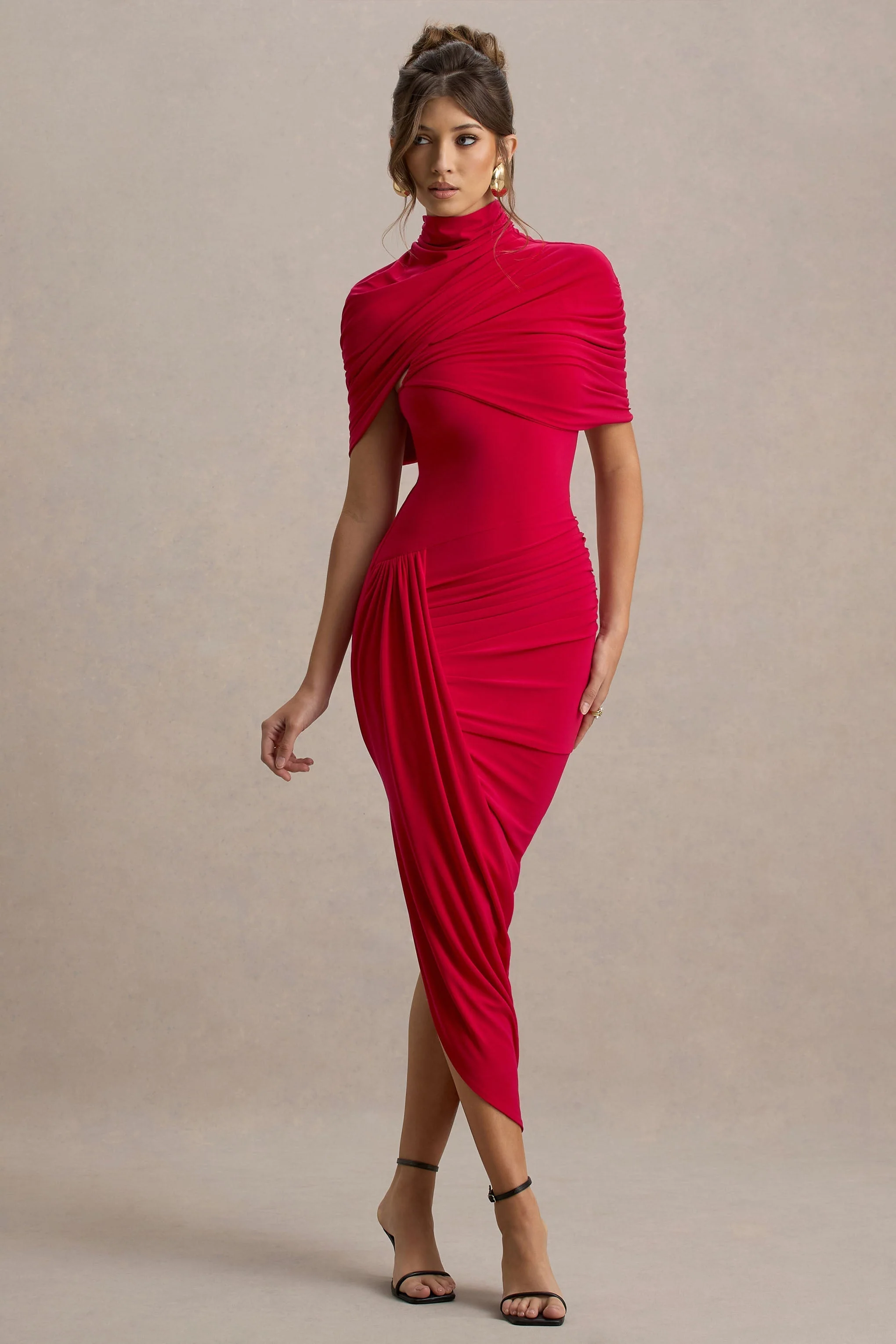 Taylor - Asymmetrisches, Verdrehtes Cape Maxikleid - Image 10