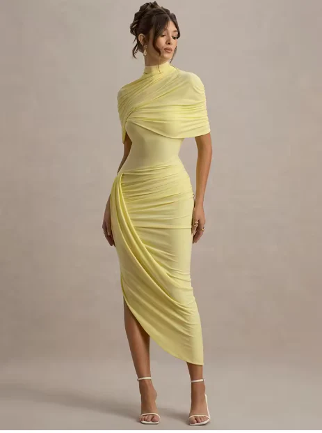 Taylor - Asymmetrisches, Verdrehtes Cape Maxikleid - Image 8