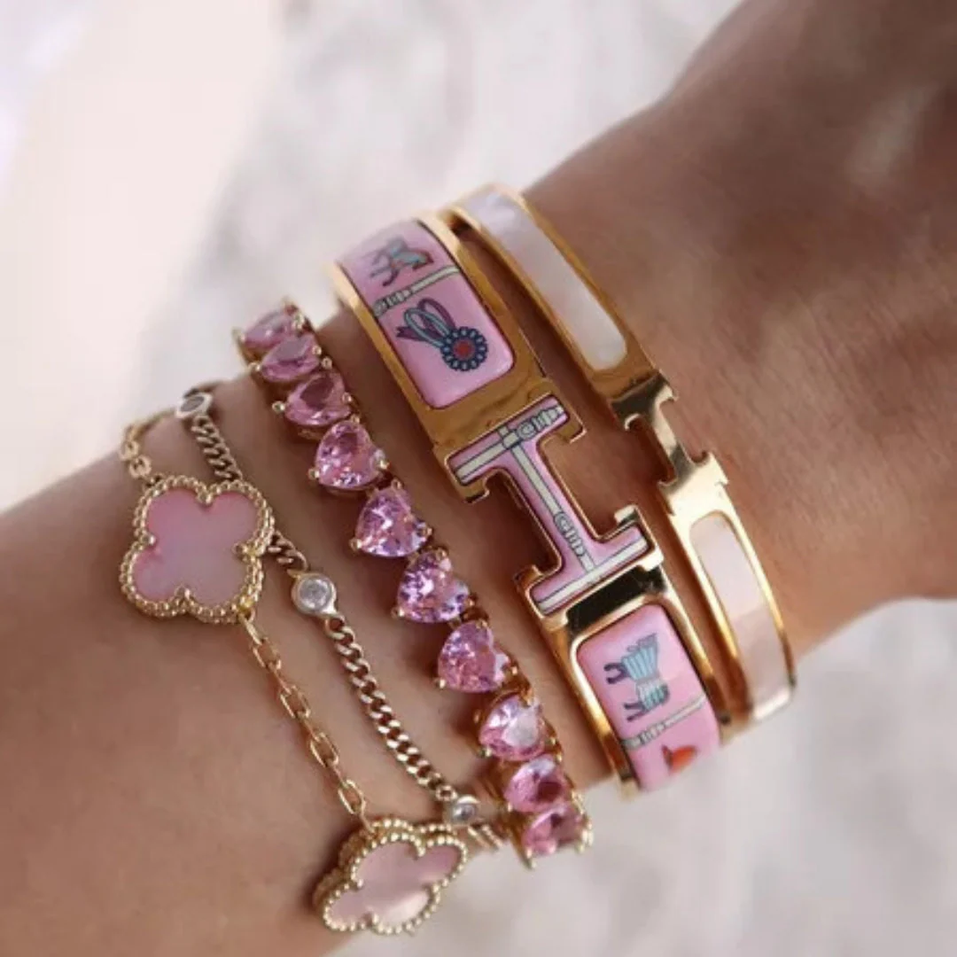 TENNISARMBAND MIT ROSÉ-HERZ - Image 2