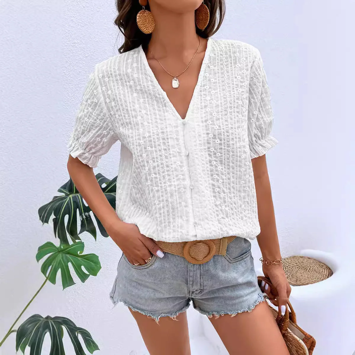 Teodora- Damen leichtes Blusenshirt mit strukturiertem Design - Image 2