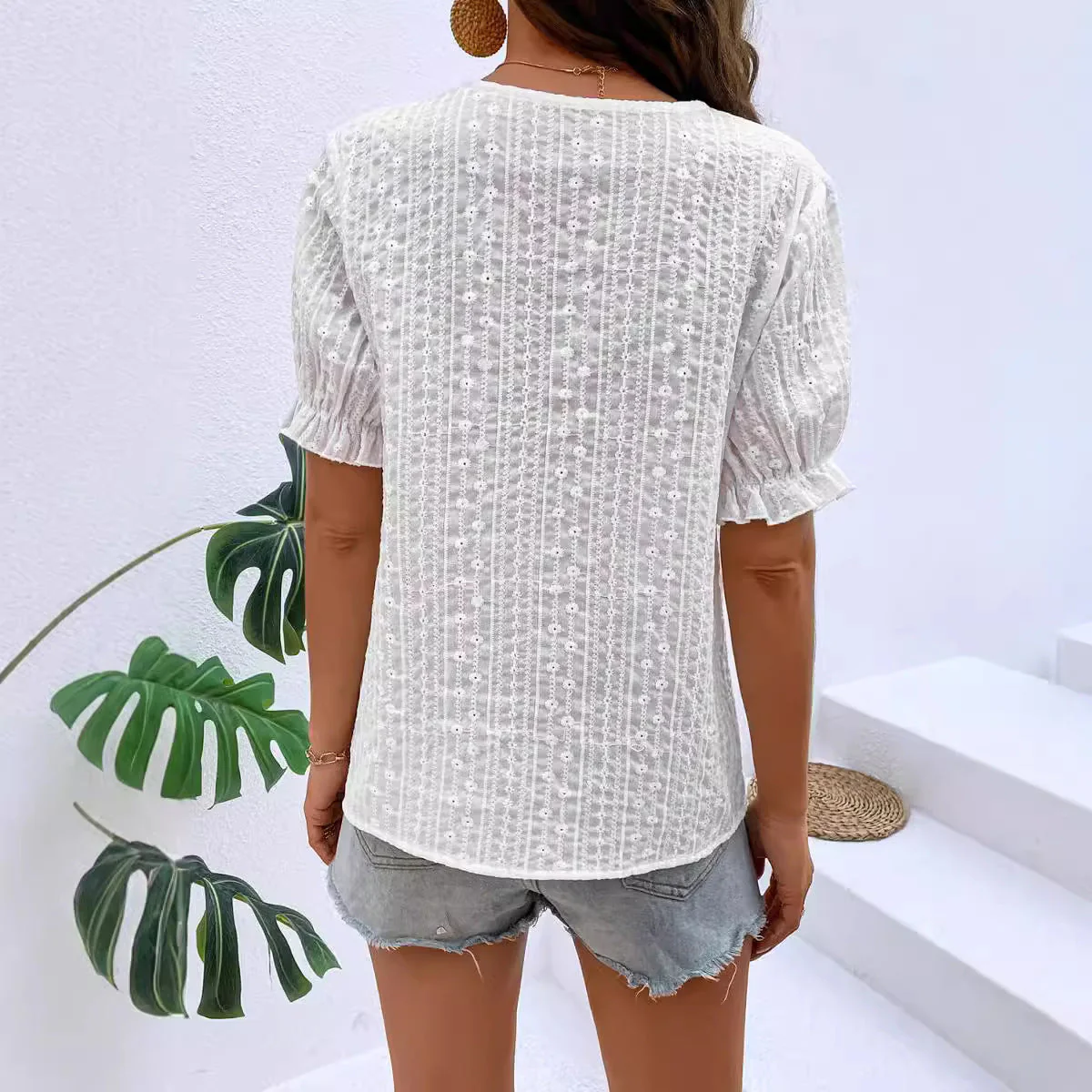 Teodora- Damen leichtes Blusenshirt mit strukturiertem Design - Image 3
