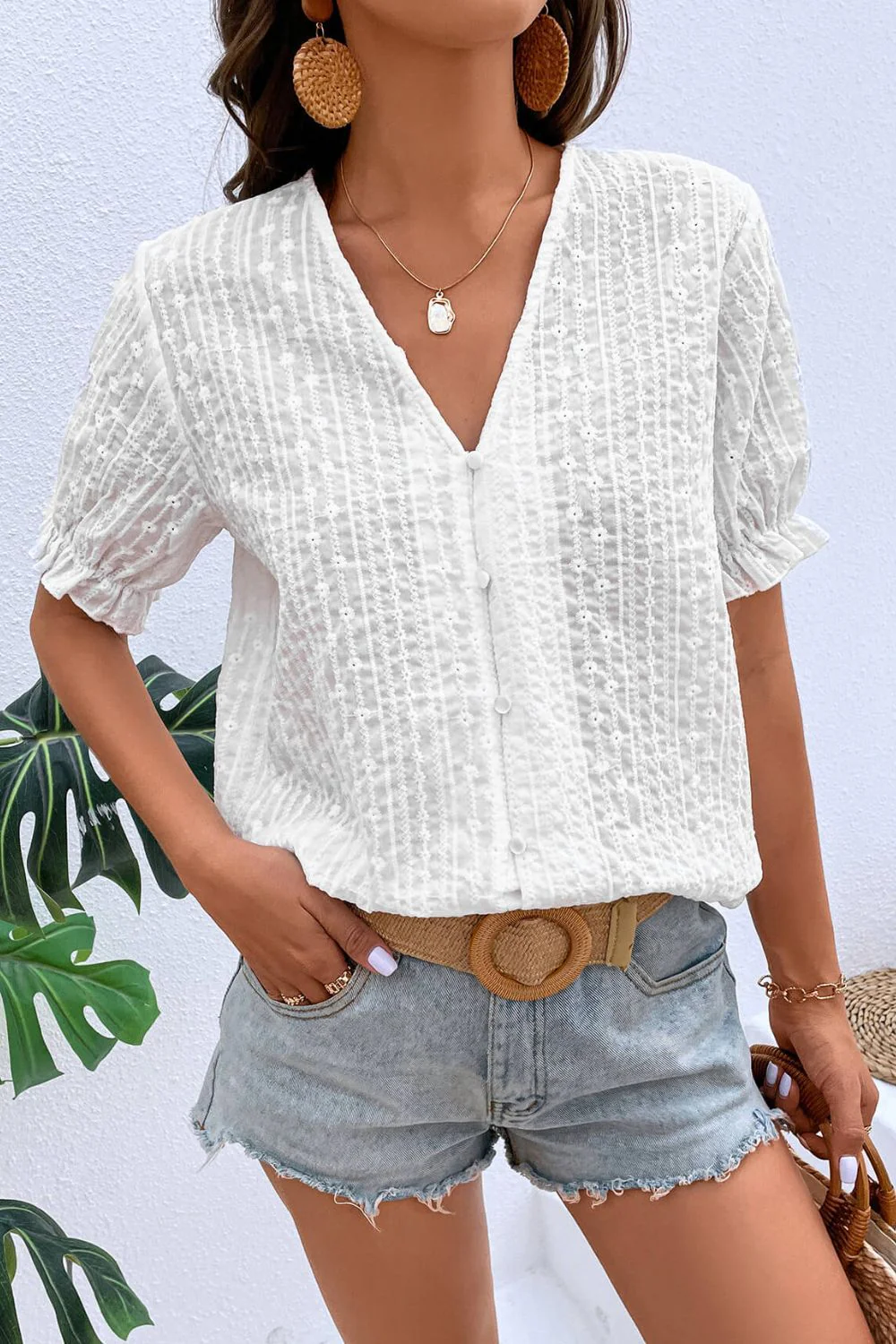 Teodora- Damen leichtes Blusenshirt mit strukturiertem Design - Image 4