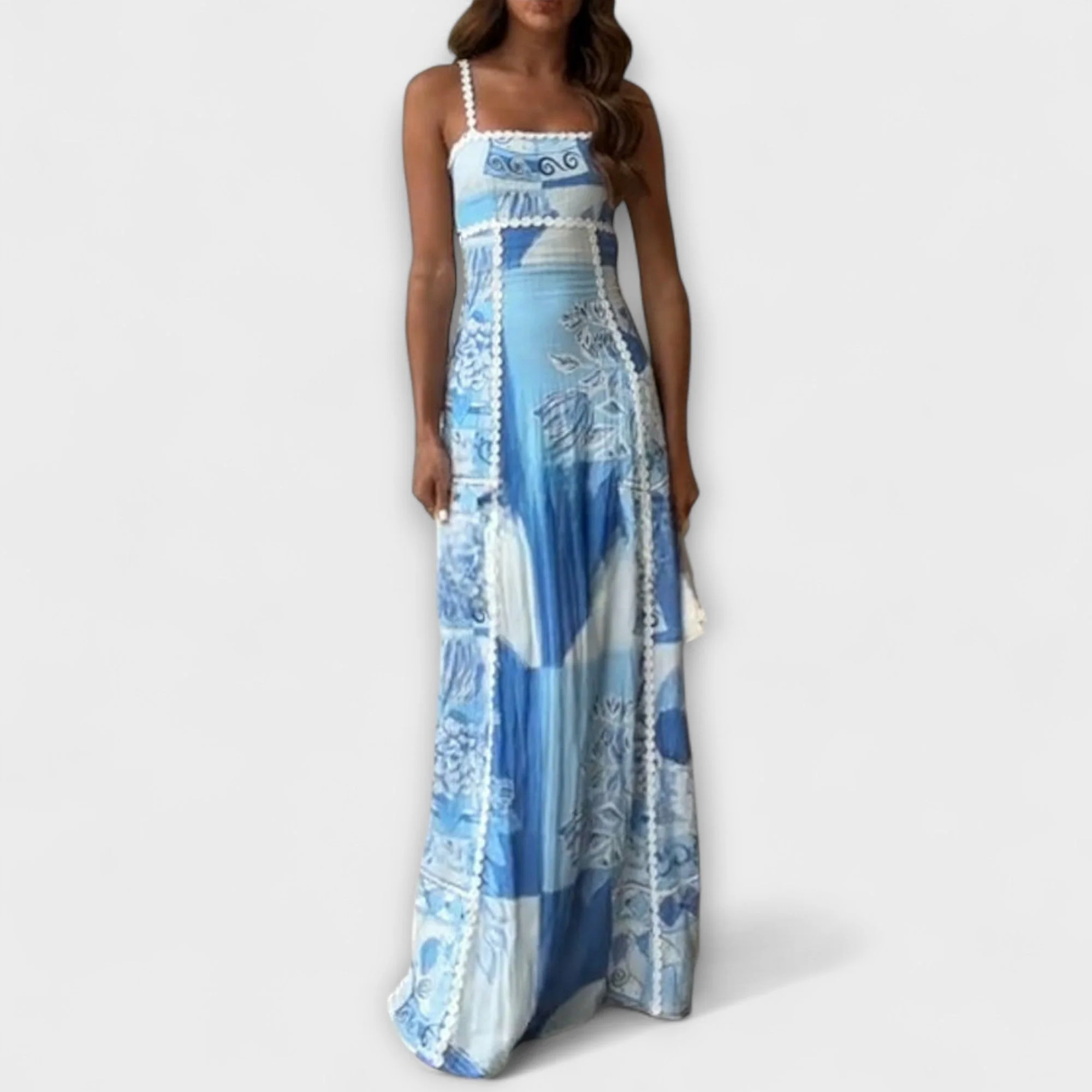 Terazza Ric Rac - Ausgestelltes Maxikleid mit Slip-Design aus Leinen