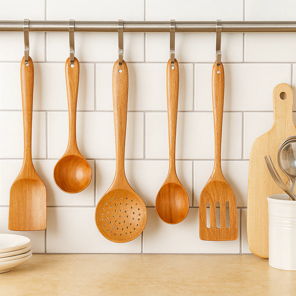 Tevara | 5-teiliges Küchenutensilien-Set aus Teakholz - Image 2