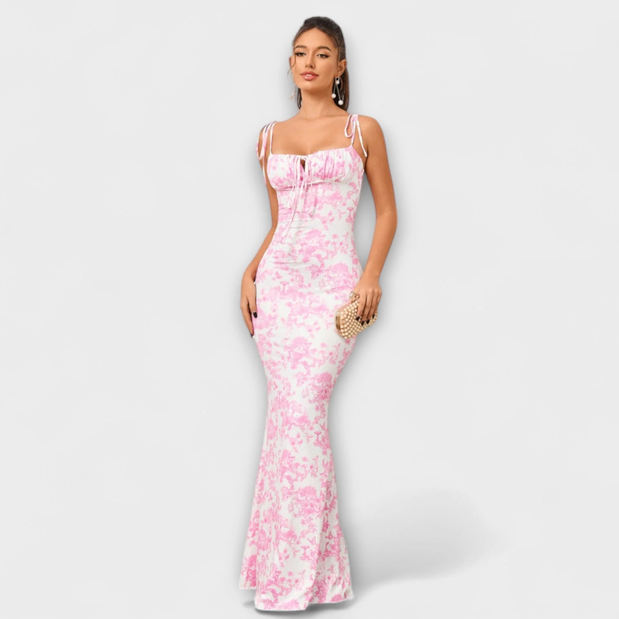 Thalia - Floral Print Prom Dress mit gebundenen Schulterträgern - Image 5