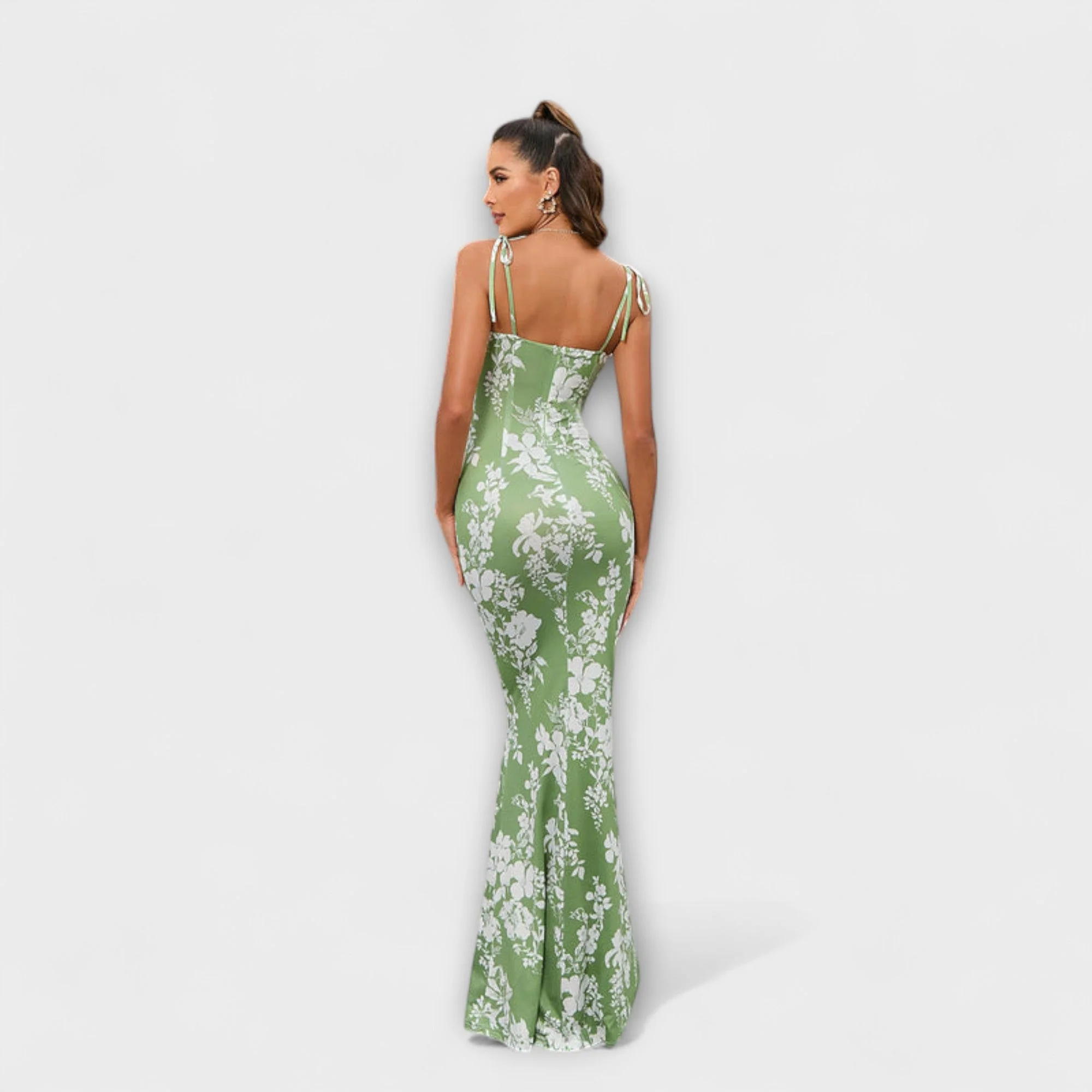 Thalia - Floral Print Prom Dress with Tied Shoulder Straps - Image 6