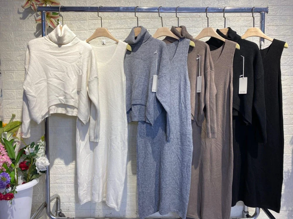 Thalina | Damen Strick-Set Zweiteilig Kleid Pullover - Image 3