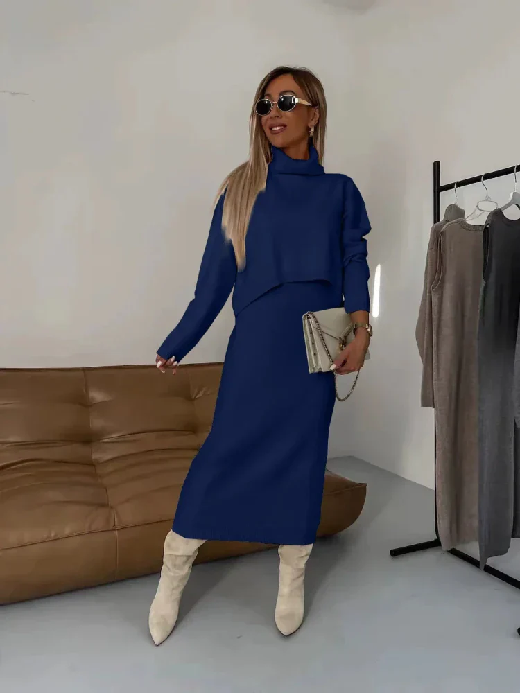 Thalina | Damen Strick-Set Zweiteilig Kleid Pullover - Image 6