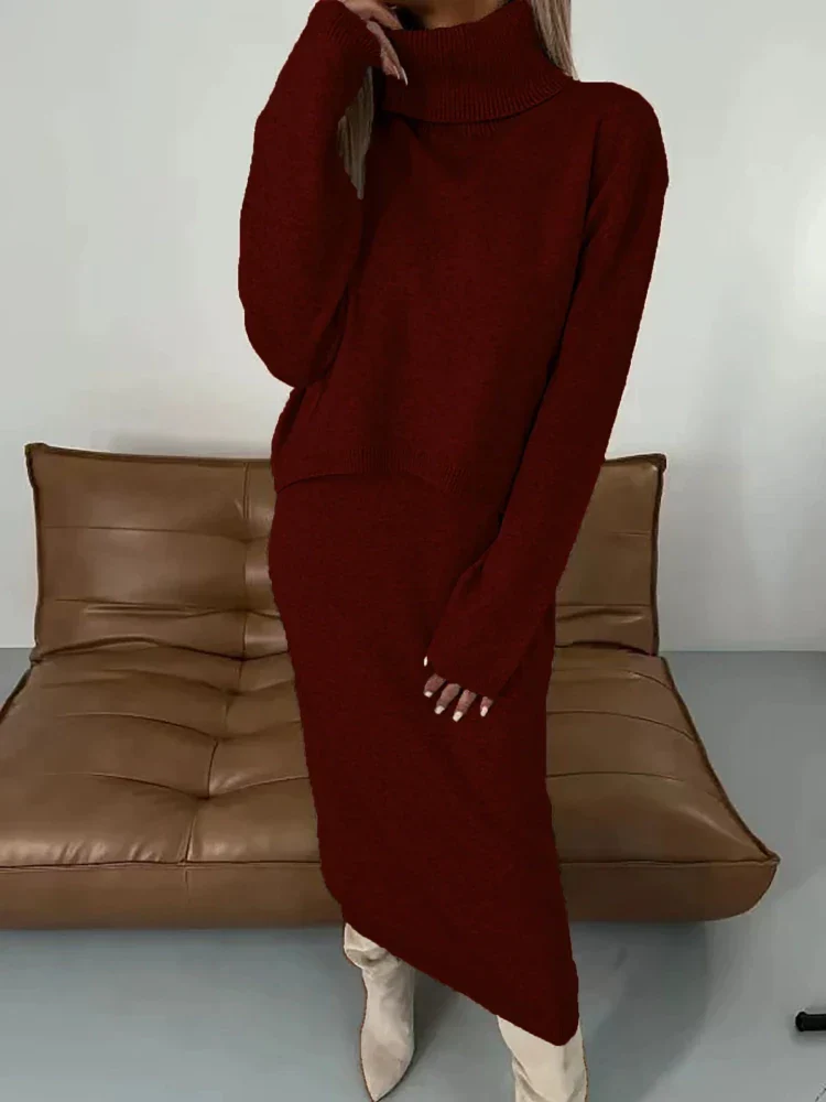 Thalina | Damen Strick-Set Zweiteilig Kleid Pullover - Image 8