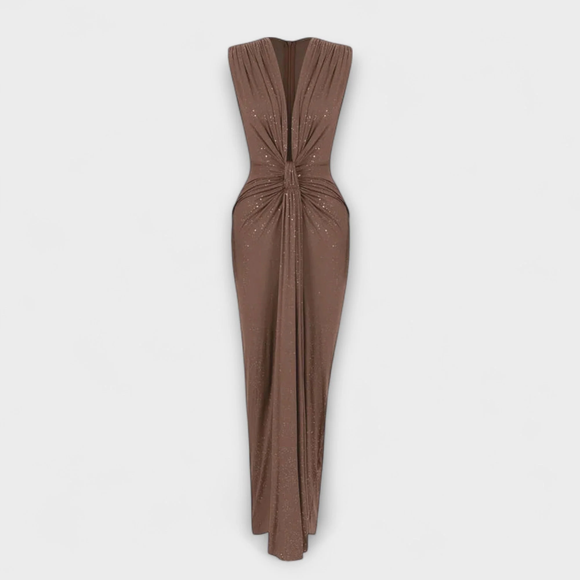 "Thea - Maxikleid mit tiefem V-Ausschnitt" could be rewritten as "Thea - Elegantes Maxikleid mit verführerischem V-Ausschnitt". - Image 2