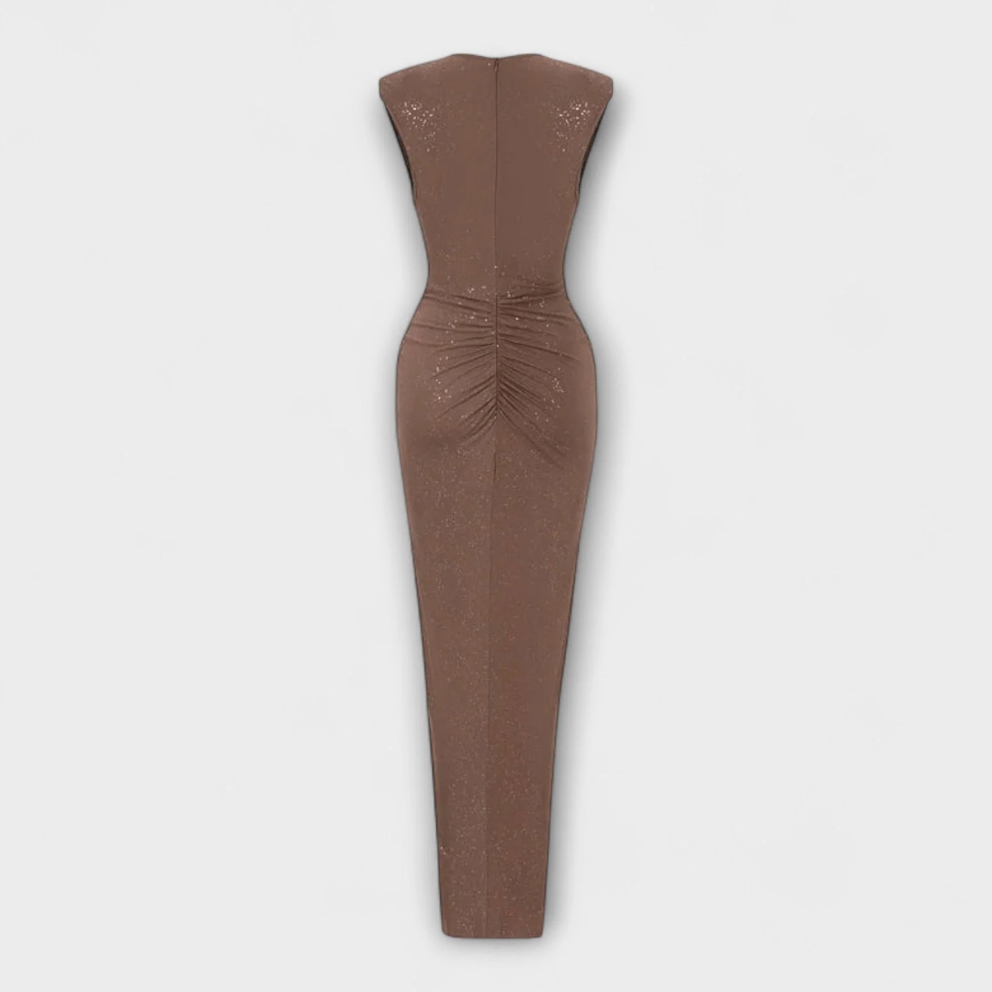 "Thea - Maxikleid mit tiefem V-Ausschnitt" could be rewritten as "Thea - Elegantes Maxikleid mit verführerischem V-Ausschnitt". - Image 3