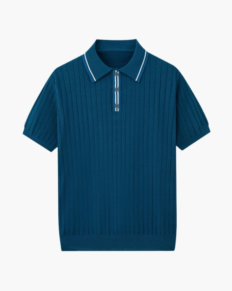 Theo | Sommer Strick-Poloshirt mit Kontrastkragen - Image 5