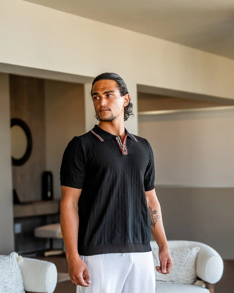 Theo | Sommer Strick-Poloshirt mit Kontrastkragen - Image 6
