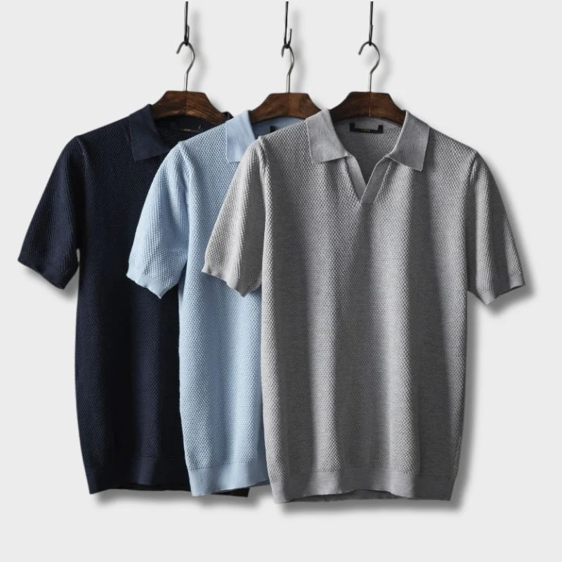 Theodore | Strukturiertes Polo mit stilvollem V-Ausschnitt - Image 2