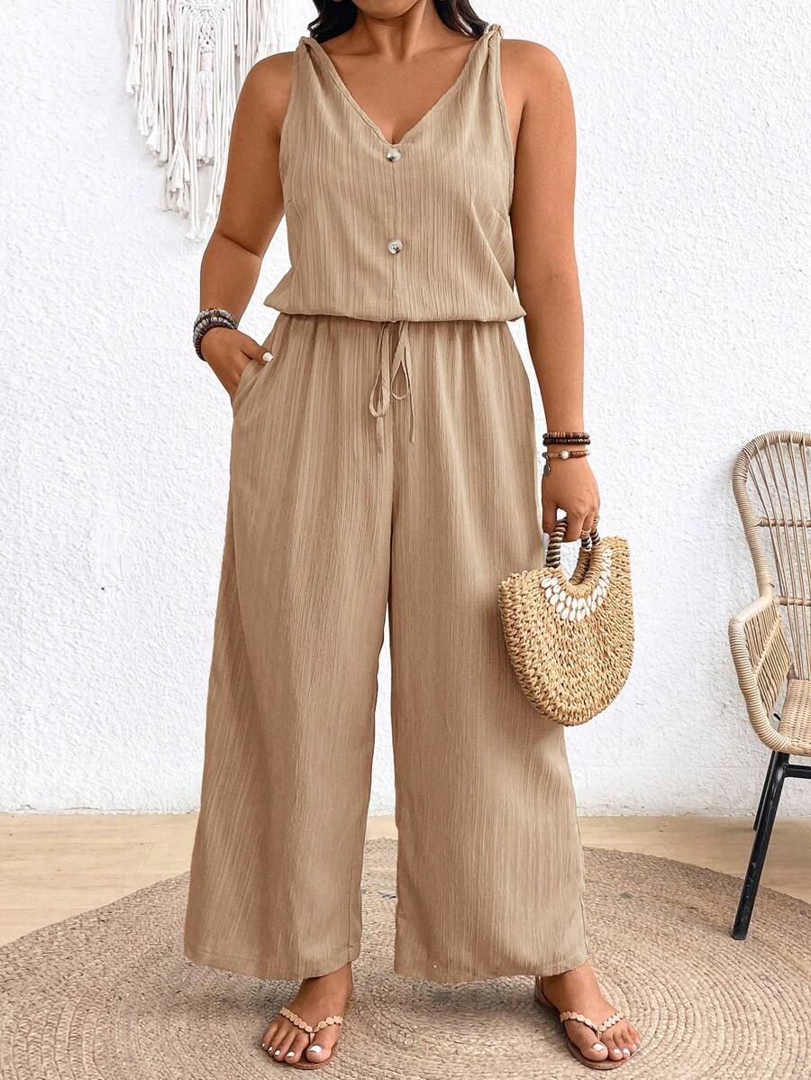Theresa – Große Größen Jumpsuit Mit Schleife Und V-Ausschnitt - Image 2