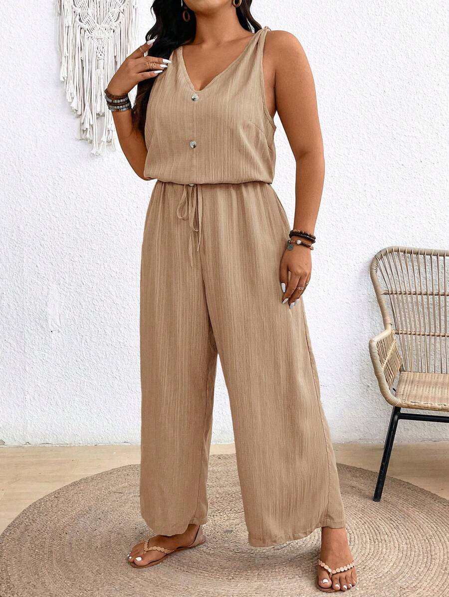 Theresa – Große Größen Jumpsuit Mit Schleife Und V-Ausschnitt - Image 3