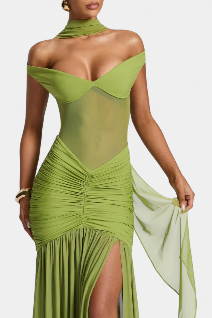 Therese Lange Milchseidenkleid mit tiefem V-Ausschnitt und eleganter Raffung - Image 3