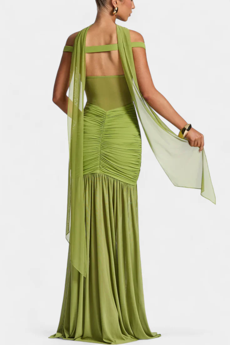 Therese Lange Milchseidenkleid mit tiefem V-Ausschnitt und eleganter Raffung - Image 6