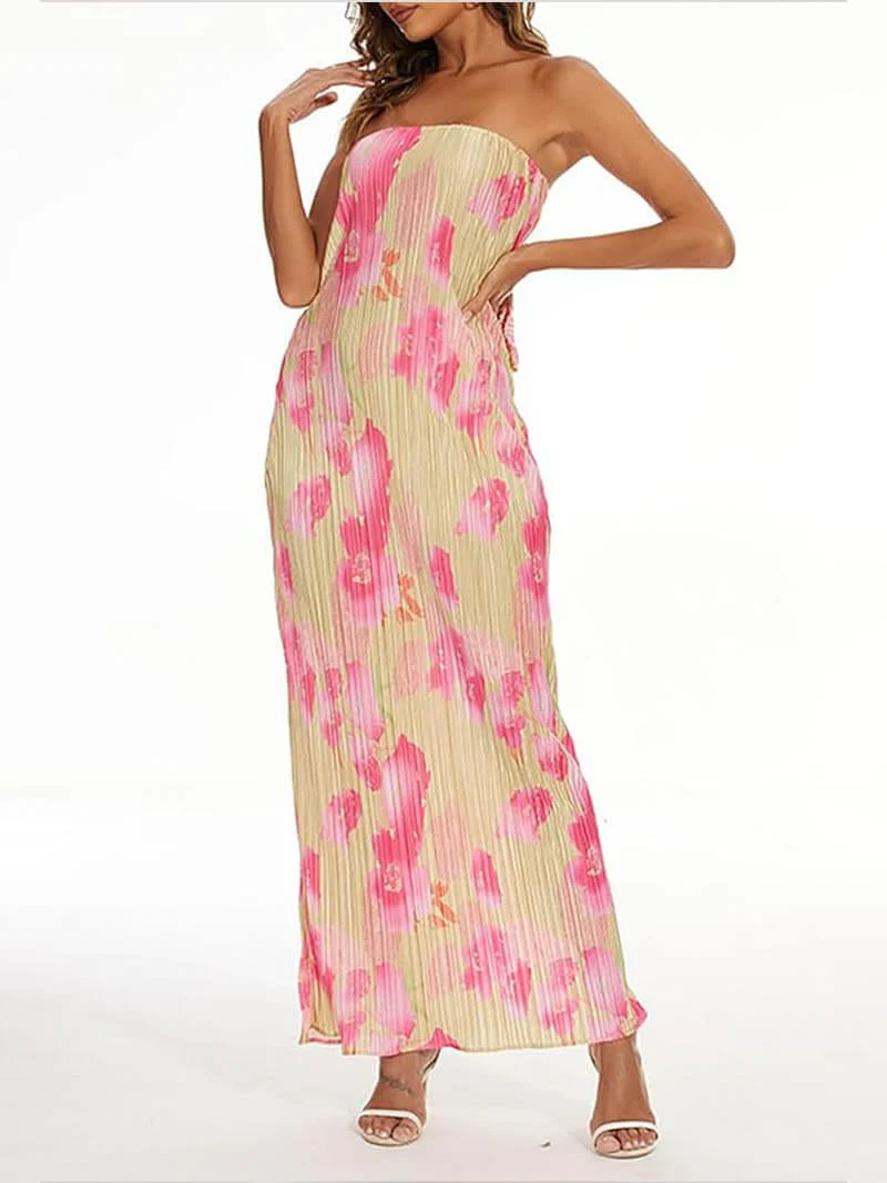 Theresia | Blumendruck Bandeau Maxikleid - stilvoll & feminin - Image 2