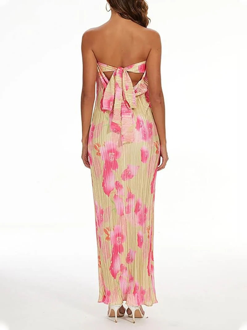 Theresia | Blumendruck Bandeau Maxikleid - stilvoll & feminin - Image 3