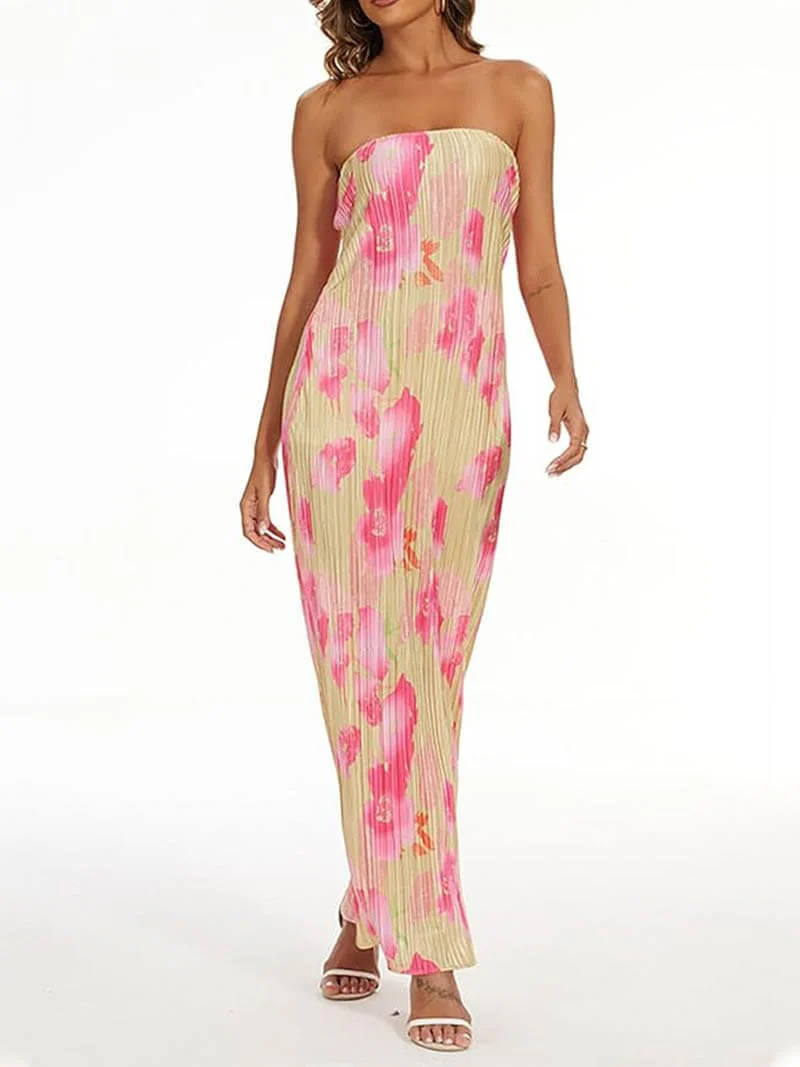Theresia | Blumendruck Bandeau Maxikleid - stilvoll & feminin - Image 5