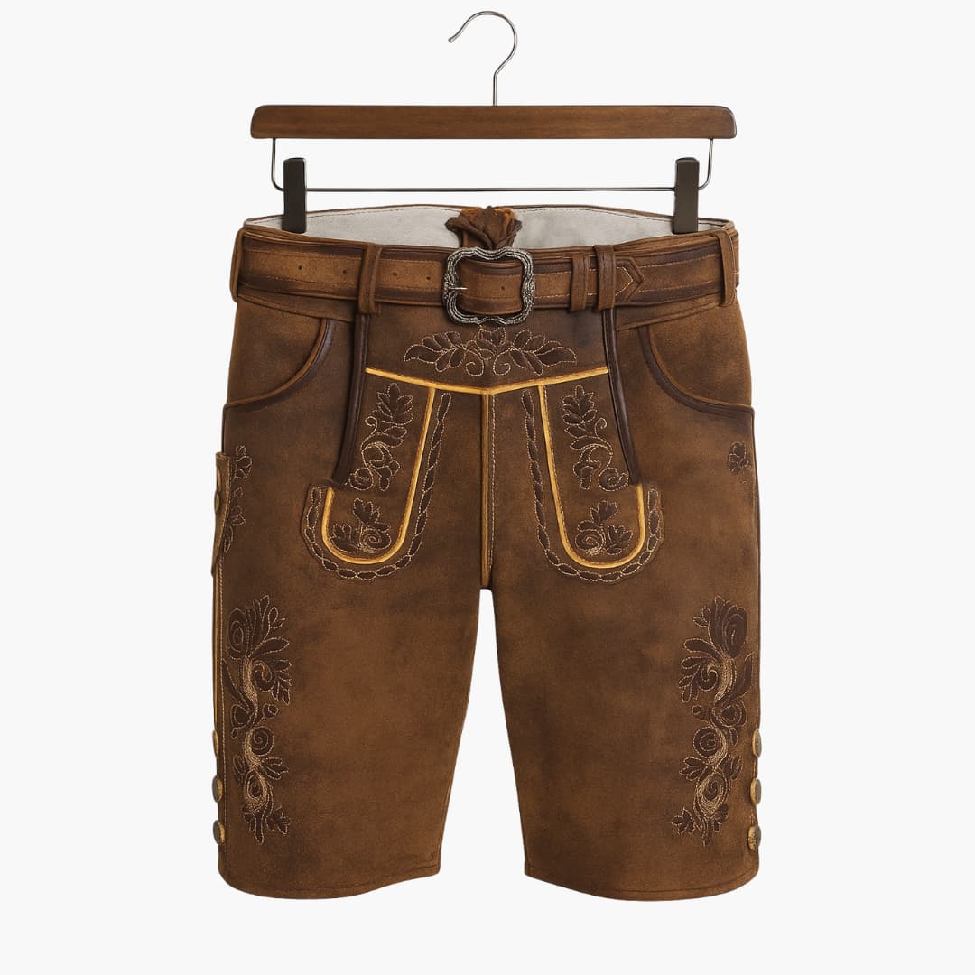 Traditionelle bestickte kurze Lederhose für Herren - Oktoberfest 2025 - Image 2
