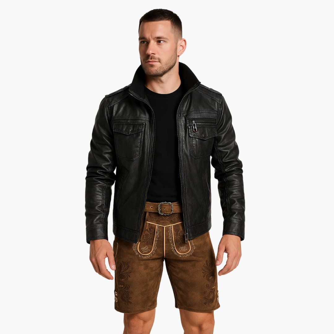 Traditionelle bestickte kurze Lederhose für Herren - Oktoberfest 2025 - Image 3