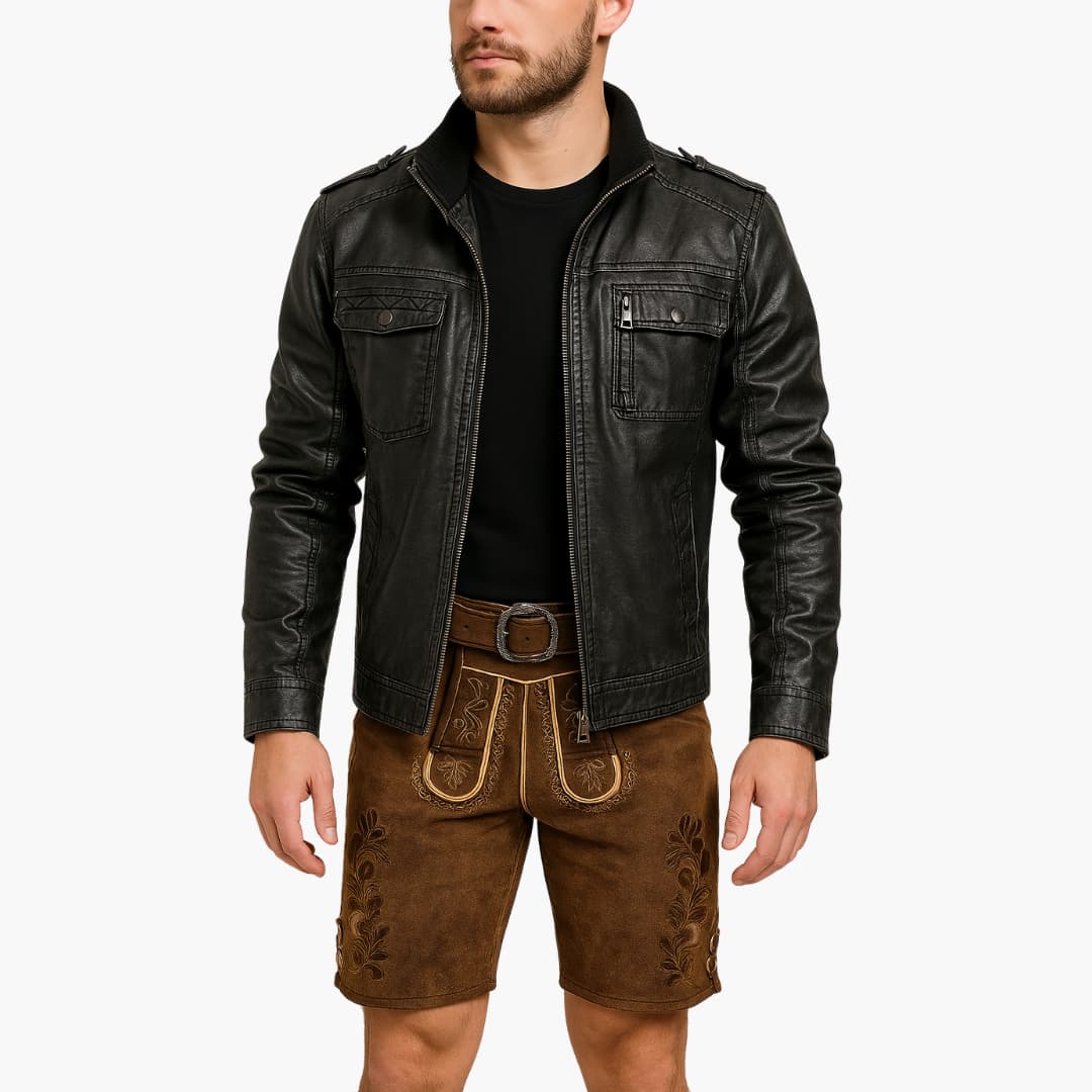 Traditionelle bestickte kurze Lederhose für Herren - Oktoberfest 2025 - Image 4