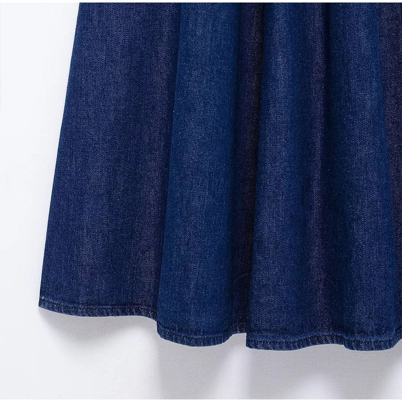 Trägerloses Elegantes Damen Jeanskleid Midi Slim Fit Vintage - Image 11