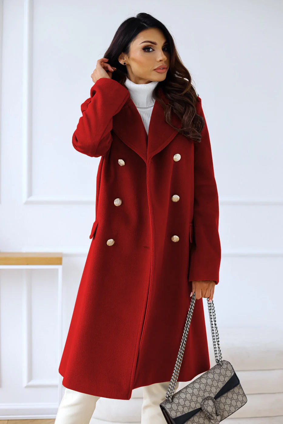 Trenchcoat Damen Elegant | Winter Lang Doppelreihig - Image 10