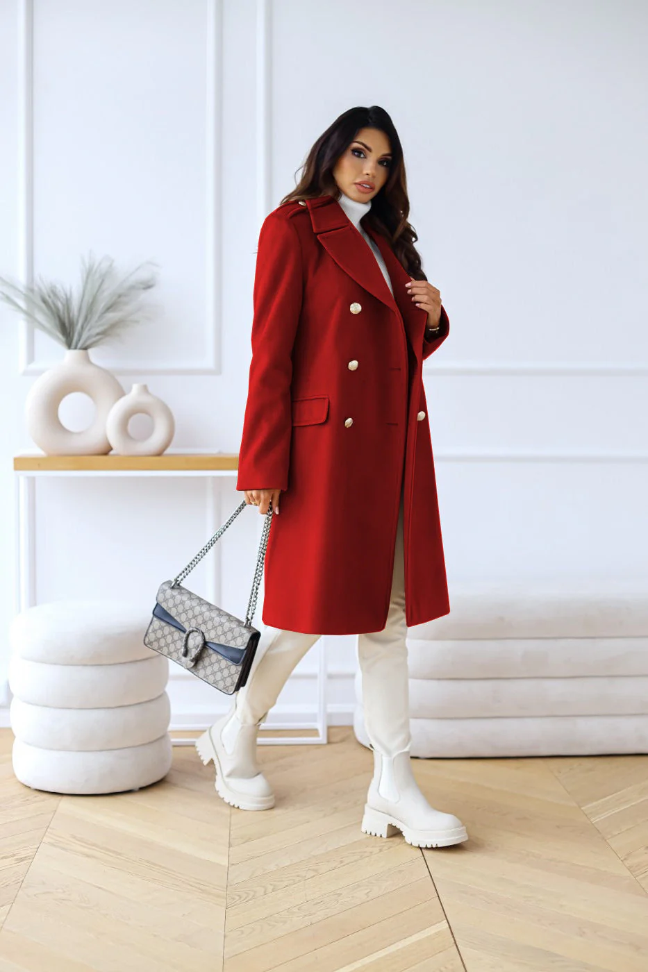 Trenchcoat Damen Elegant | Winter Lang Doppelreihig - Image 5