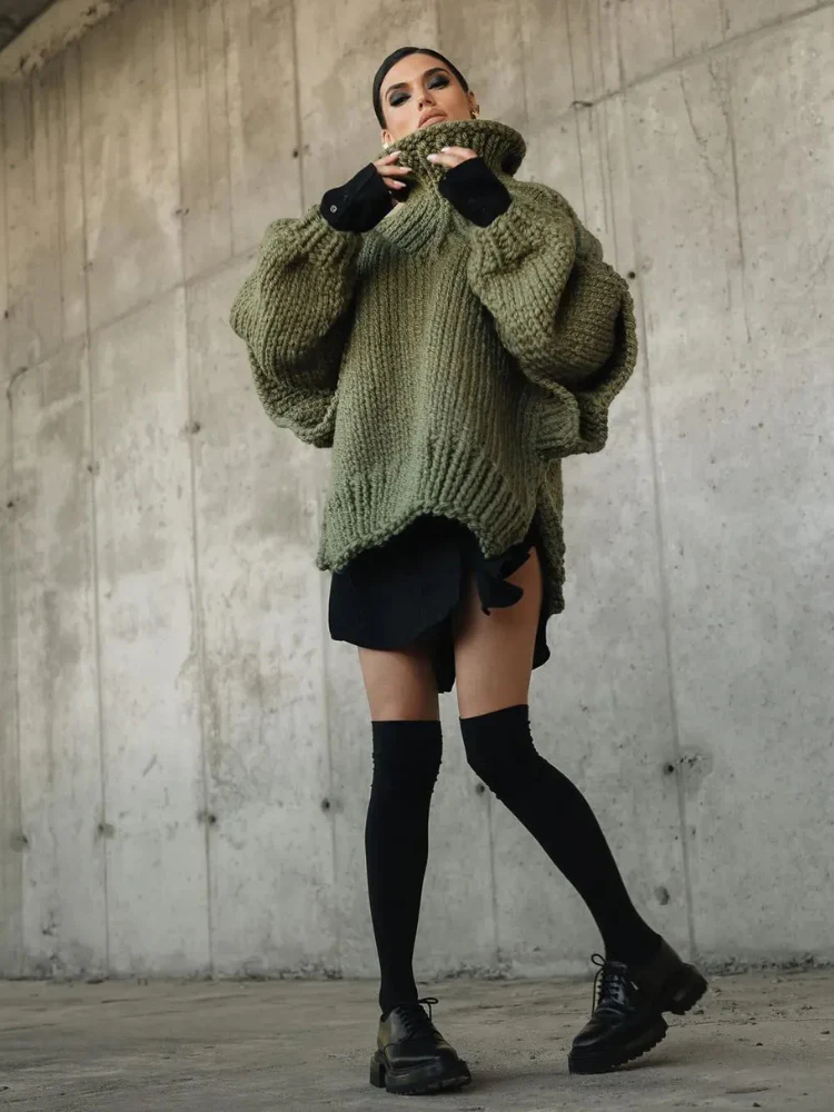 Trendiger Oversize-Pullover für Damen | Rollkragen