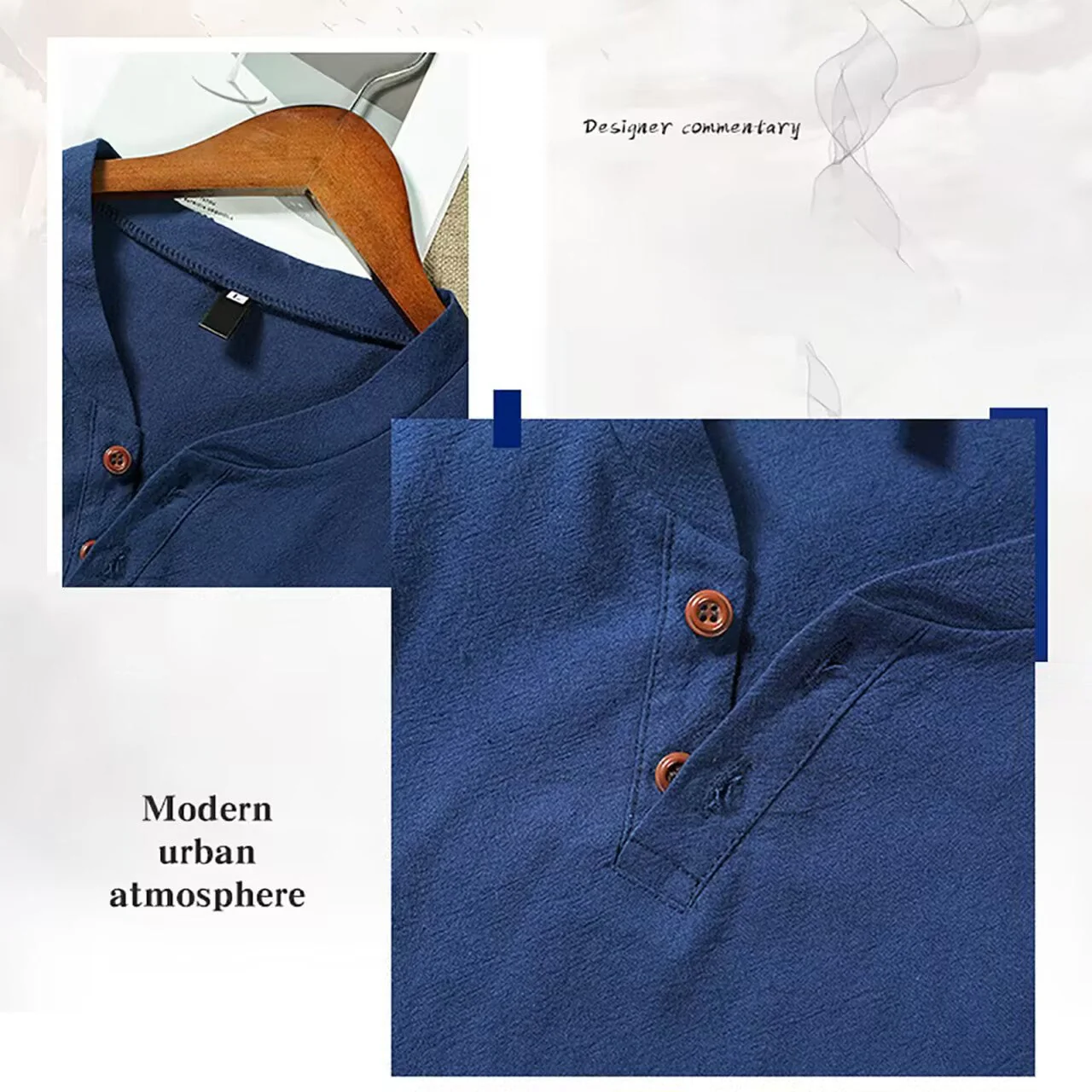 Trine- Herren Leinenhemd mit Stehkragen und Knopfdetails - Image 7