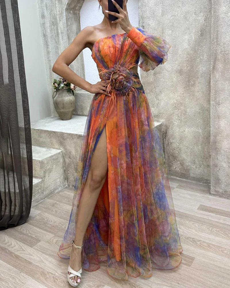 Trudis – One-Shoulder-Kleid aus transparentem Tüll - Image 3